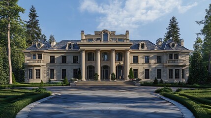 Obraz premium American House Front View with Beautiful Architectural and Design Elements