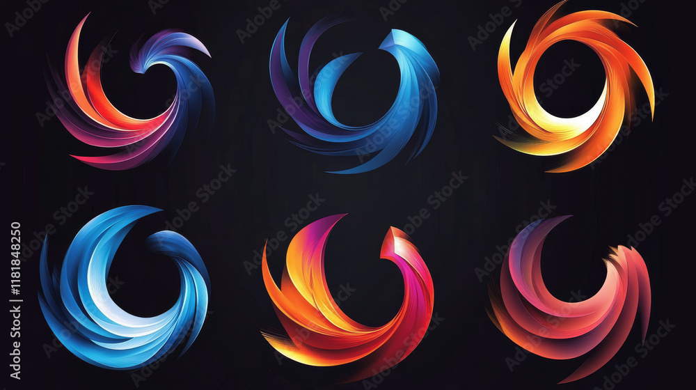 Poster set of abstract icons and symbols - also as emblem or signs template. jpeg version also available in