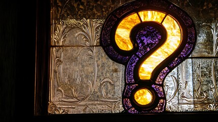 Obraz premium Stained glass question mark window. (1)