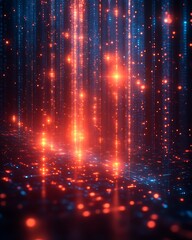 Abstract glowing digital rain.