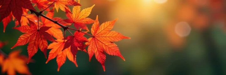 Vibrant red, orange, yellow maple leaves cluster on a branch , season, orange leaves, autumn leaves