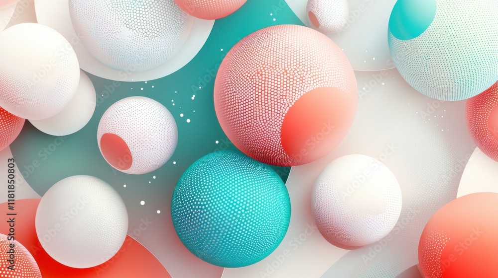 Poster dynamic geometric abstract background with interconnected spheres digital art modern design vibrant 