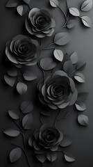 Flowers, Roses, Paper Cut Art, Abstract Image, Texture, Pattern Background, Wallpaper, Cover and Screen of Smartphone, PC, Laptop, 9:16 and 16:9 Format