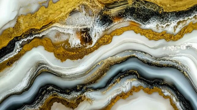 Beautiful abstract design featuring black, white, and gold patterns on a textured surface