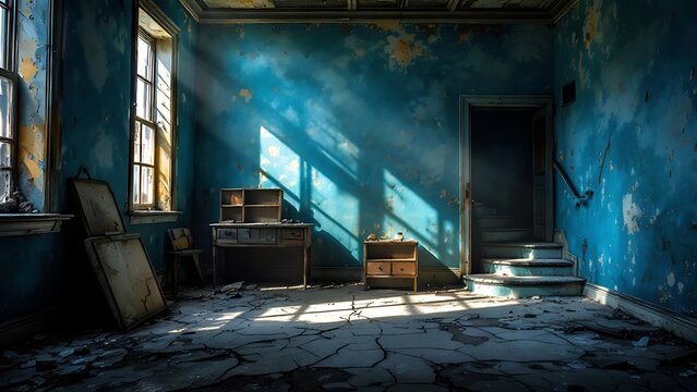 Stock photo features a dilapidated and weathered room with cracked walls and a worn-out appearance, evoking a sense of abandonment and neglect