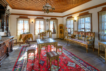 Tryavna, Bulgaria. Interior of The Raykov house museum. Traditional Bulgarian house interior of the...