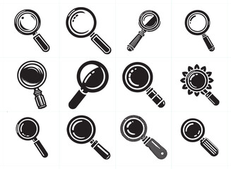 Stylish Black Magnifying Glass Silhouette Vector Illustration with Simple and Clean Outline