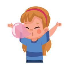 blonde girl chewing gum