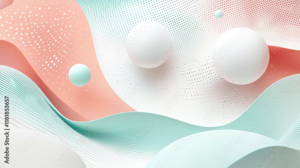 Poster geometric abstract composition with interconnected forms digital art environment studio modern aesth