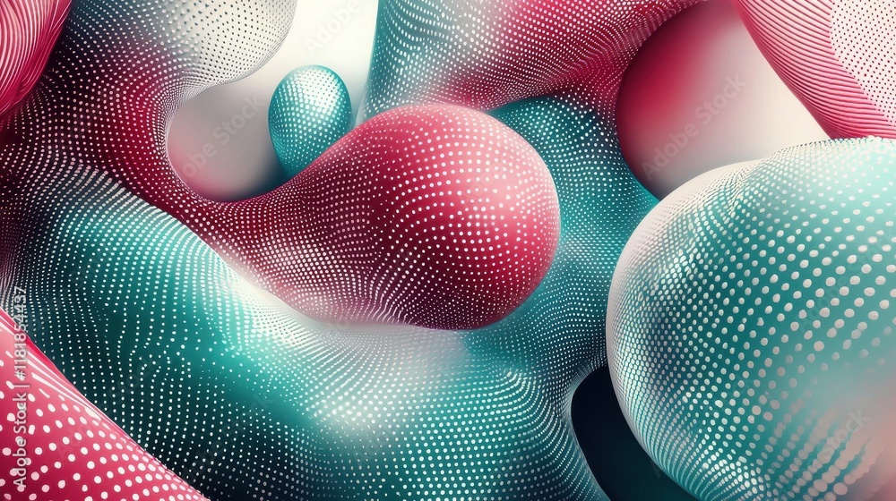 Poster dynamic geometric abstract background with interconnecting shapes digital art vibrant colors 3d view