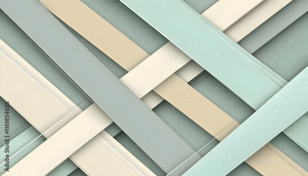 Poster abstract background with overlapping pastel-colored stripes creating a dynamic geometric pattern, id