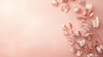 Rose Gold Leaves on a Pink Background