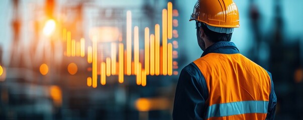 Obraz premium Energy production market graph insights industry analysis overview