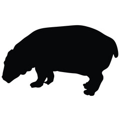 hippopotamus silhouette set collection isolated black on white background vector illustration