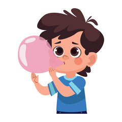 little boy chewing gum