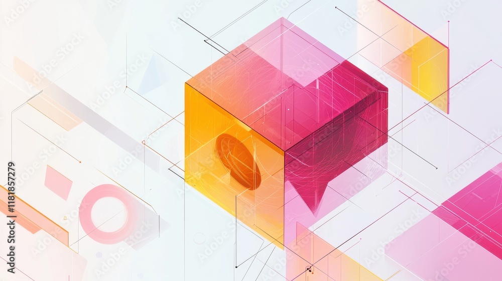 Poster geometric abstract composition of large shapes digital art modern environment dynamic viewpoint visu