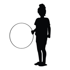 Little girl holds hoop