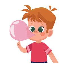 cute boy chewing gum