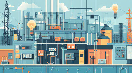 electricity generation and electrician profession banners. Vector design of power plants, electricity repair work tools of socket, electrical wires with lightbulb and light switcher