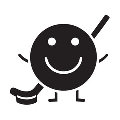 Valentine's Day, hockey ball smile vector silhouette illustration