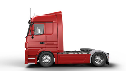 Truck 3d render side view green background color. PNG file