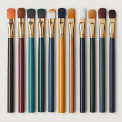 Fototapeta premium Colorful paintbrushes in row with vibrant handles and bristles