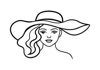 Elegant Woman with Hat Drawing

