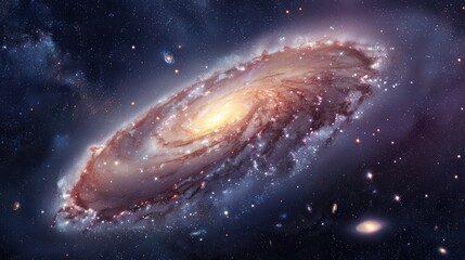 Fototapeta premium A colorful galaxy glowing with vibrant stars and luminous nebulas in space.