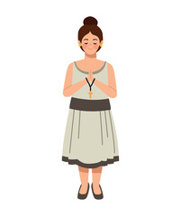 girl praying in first communion