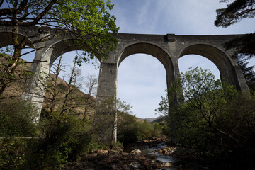 Exploring the Glenfinnan Viaduct in Scotland on a Clear Day Surrounded by Nature's Beauty