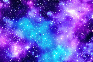 Fototapeta premium Vibrant cosmic nebula, swirling purple and teal colours, glittering stars, space background, galaxy texture, celestial art.