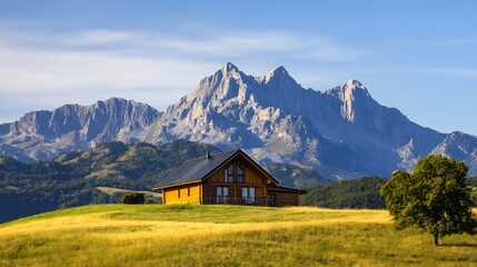 Majestic Mountain Range Retreat with Scenic Lodge Backdrop