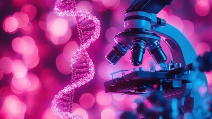 Futuristic laboratory experiment sci-fi inspired setting microscopic analysis vibrant colors high-tech environment