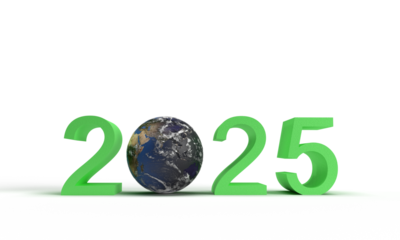 2025 year green color object text number earth world planet global white dicut background earth day happy organic environment recycling plant protection happy earth day 2025 april month ecosystem save