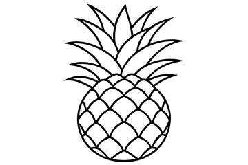 Obraz premium Pineapple-Outline-Vector-Illustration