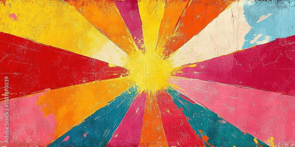 Poster colorful abstract burst of rays with a vibrant palette in an expressive design