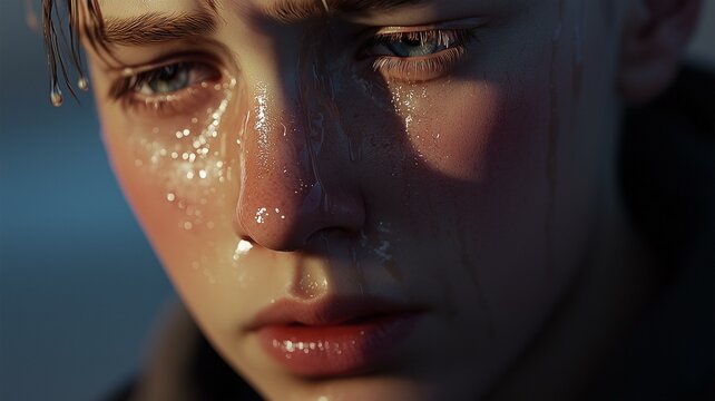 Ultra-realistic image of a person wiping a tear with a soft smile, capturing bittersweet emotion and gratitude
