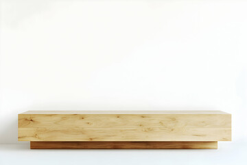 Wooden Platform: A simple, minimalist wooden platform, ready to be styled with your products. The clean lines and natural wood grain create a welcoming and inviting aesthetic.  