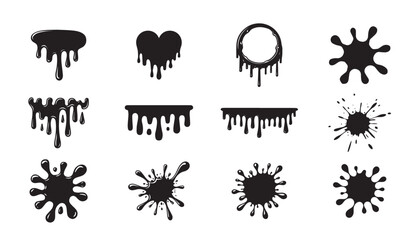 Paint Dripping Silhouette Design Bundle, Paint Dripping icon set.