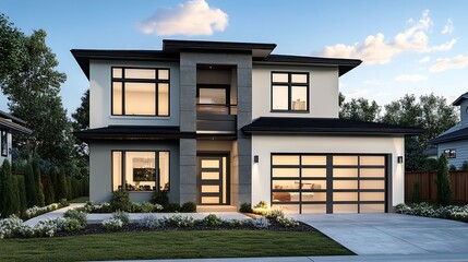 Fototapeta premium Innovative Architectural Design for a Modern Home’s Front Exterior