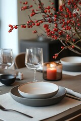 Simple Lunar New Year dinner for two, minimalist table decor, and warm ambiance