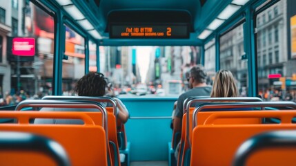 Open-Top Sightseeing Bus Exploring Vibrant City Landscape