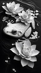 Frog, Toad, Paper Cut Art, Abstract Image, Texture, Pattern Background, Wallpaper, Cover and Screen for Smartphone, PC, Laptop, 9:16 and 16:9 Format