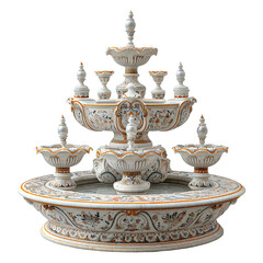 elaborate spanish fountain made of pearl with white isolated on transparent background
