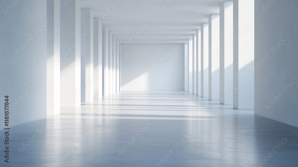 Poster minimalist design of a modern office with clean lines and open spaces