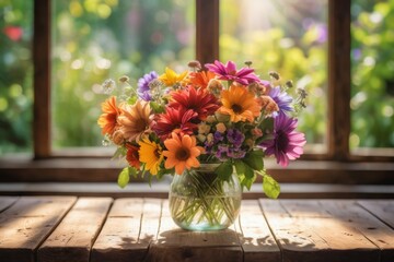Bouquet of Gerbera Flowers in a Vase. Elegant Simplicity