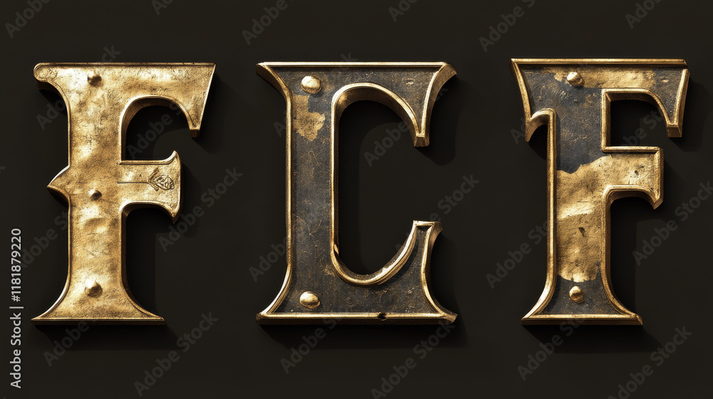 Fototapete set of alphabet symbols and icons of letter f - for emblems. rasterized version also available in ga