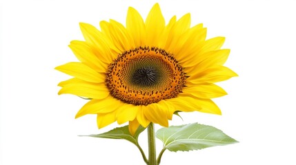 Fototapeta premium Bright and Blooming Yellow Sunflower Against White Background