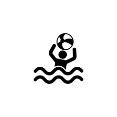 Silhouette of a person engaging in water ball play.