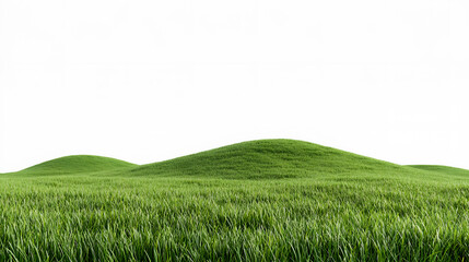 Obraz premium 3D rendering of green hills of grass isolated on a white background